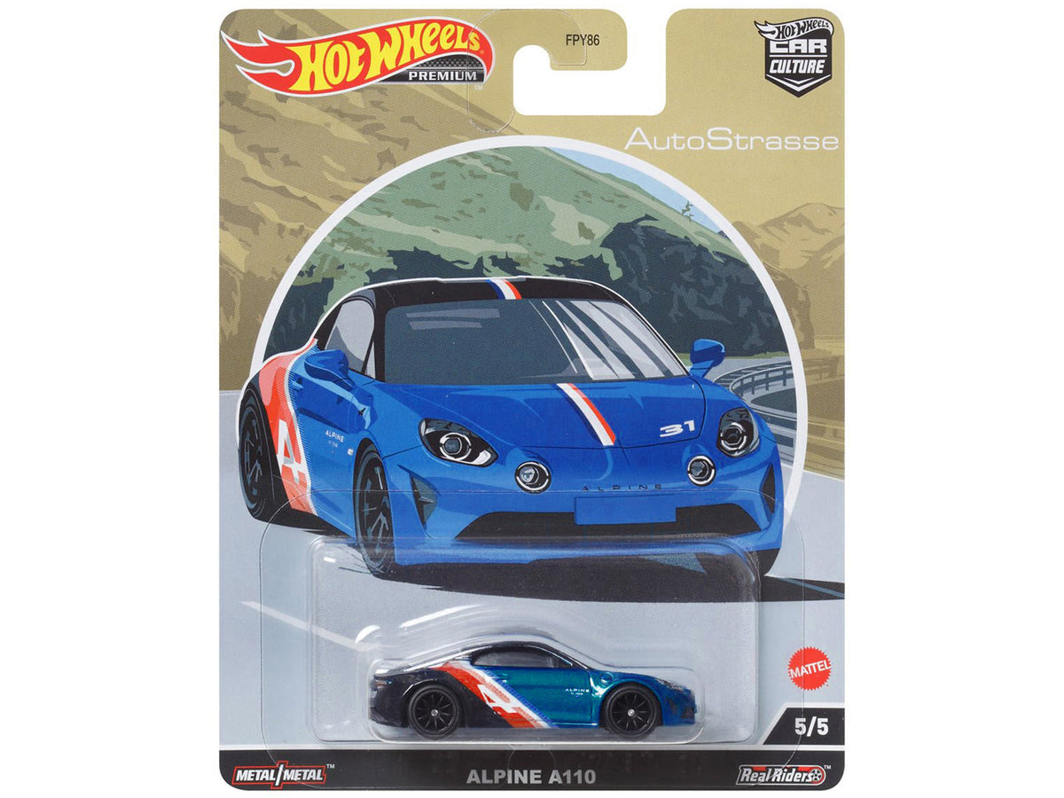 Rapid Vehicles Alpine A110 Blue Metallic and Black with Graphics "Auto Strasse" Series Diecast...