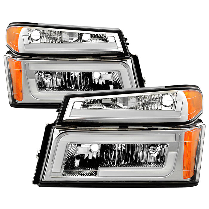 SPYDER xTune 04-12 Chevy Colorado Light Bar Headlights w/Bumper Lights - Chrome (HD-JH-CCOL04-LB-C) 9050619