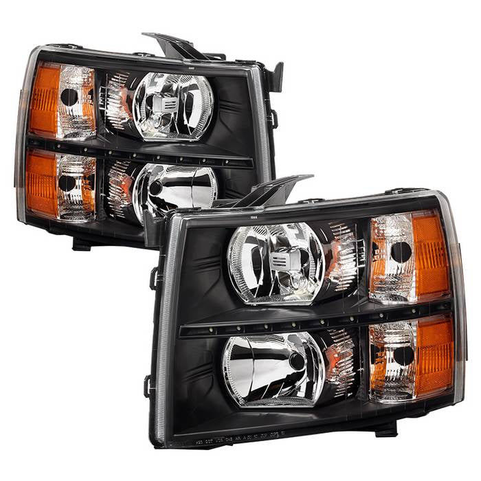 SPYDER Xtune Chevy Silverado 07-13 Crystal Headlights w/ LED Black HD-JH-CS07-LED-BK 9032967