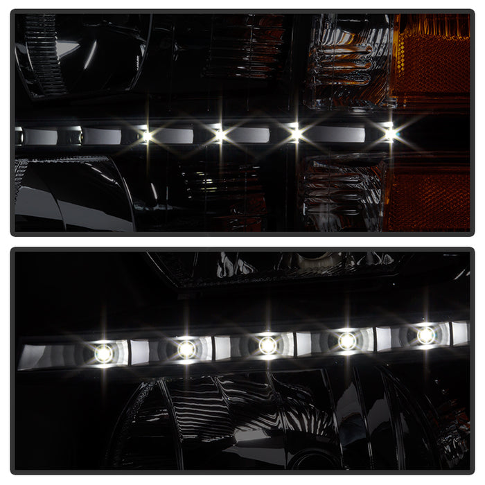 SPYDER Xtune Chevy Silverado 07-13 Crystal Headlights w/ LED Black HD-JH-CS07-LED-BK 9032967