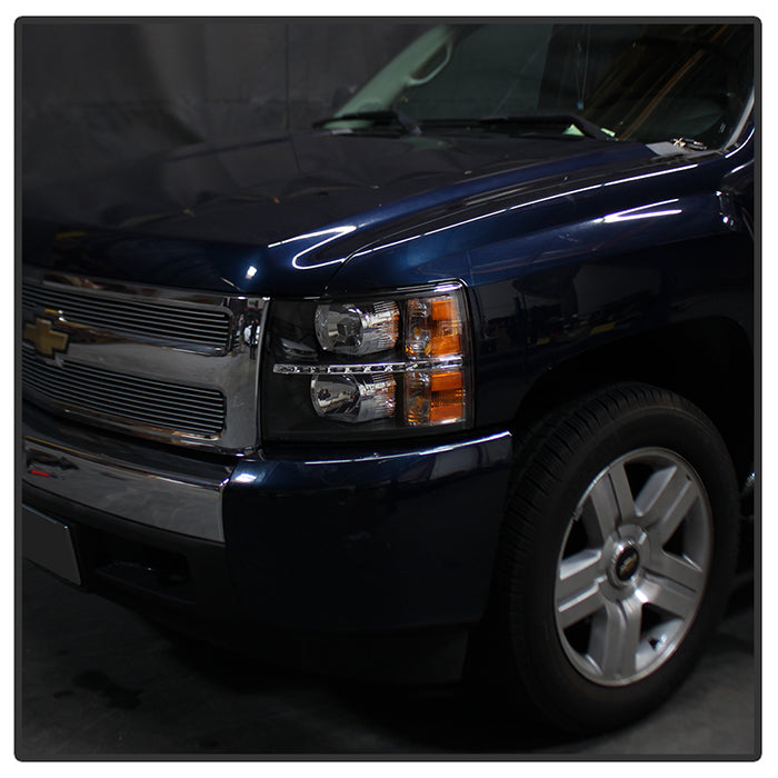 SPYDER Xtune Chevy Silverado 07-13 Crystal Headlights w/ LED Black HD-JH-CS07-LED-BK 9032967