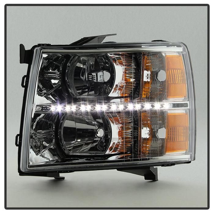 SPYDER Xtune Chevy Silverado 07-13 Crystal Headlights w/ Drl LED Design Black HD-JH-CS07-LED-C 9032981