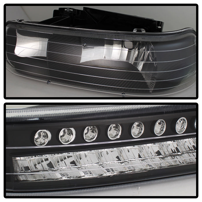 FR SPORT SPYDER Xtune Chevy TahOE 00-06 Headlights w/ LED Bumper Lights Amber Black...