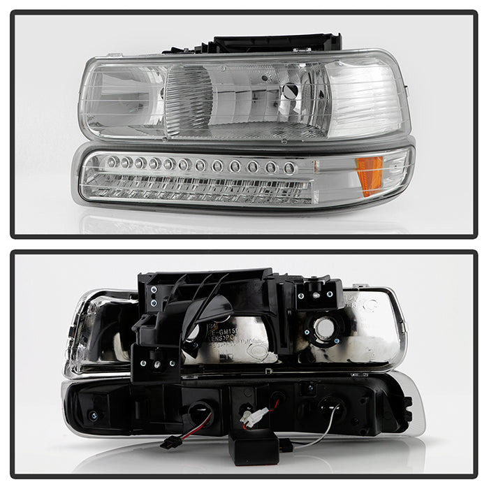 FR SPORT SPYDER Xtune Chevy TahOE 00-06 Headlights w/ LED Bumper Lights Amber Chrome...