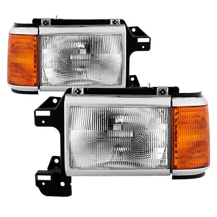 FR SPORT SPYDER xTune Ford Bronco F150 F250 F350 F450 1987-1991 OEM Style Headlights - Chrome...