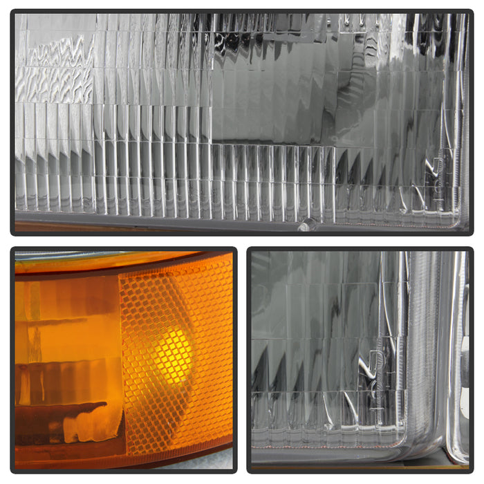 FR SPORT SPYDER Xtune Ford F150/Bronco 92-96 Headlights w/Corner Bumper 6pcs Amber- Clear...