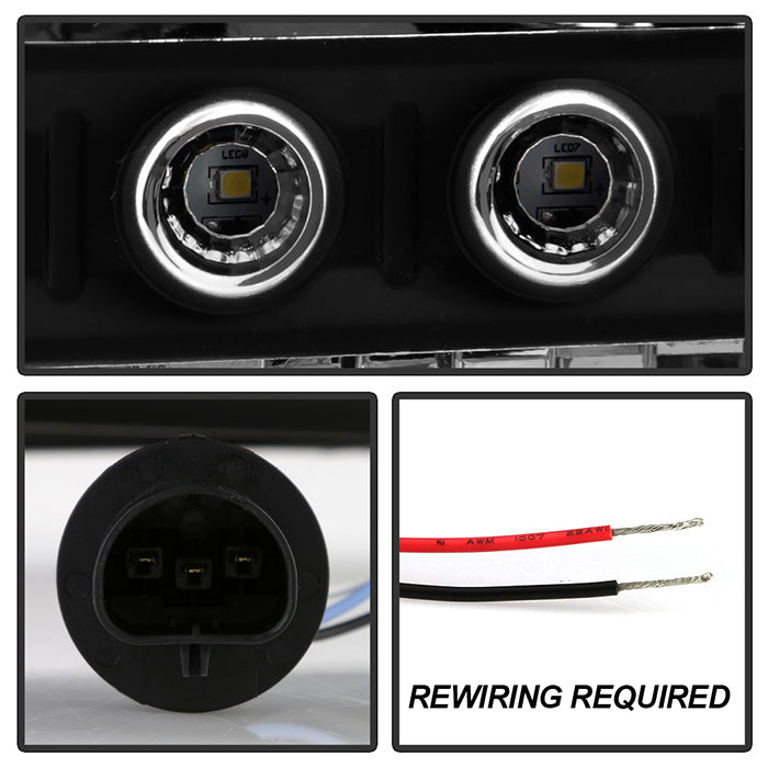 FR SPORT SPYDER Xtune Ford F250 F350 Super Duty 99-04 1Pc Headlights w/ LED Black...