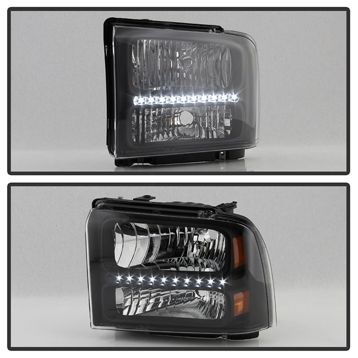 FR SPORT SPYDER Xtune Ford F250/350/450 Super Duty 05-07 Crystal Headlights w/ LED Black...