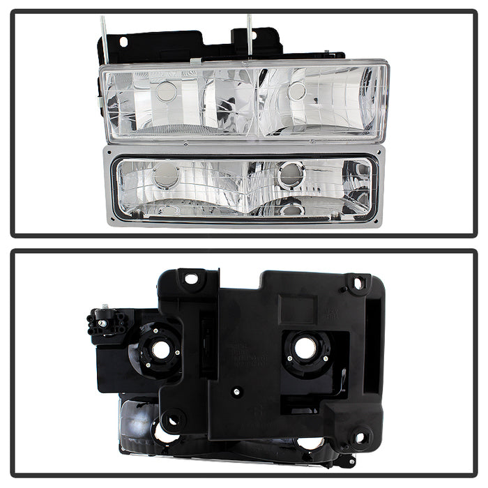 SPYDER Xtune GMC Yukon 94-99 Headlights w/ Corner & Parking Lights 8pcs Sets -Chrome HD-JH-GCK94-AM-C-SET 9034435