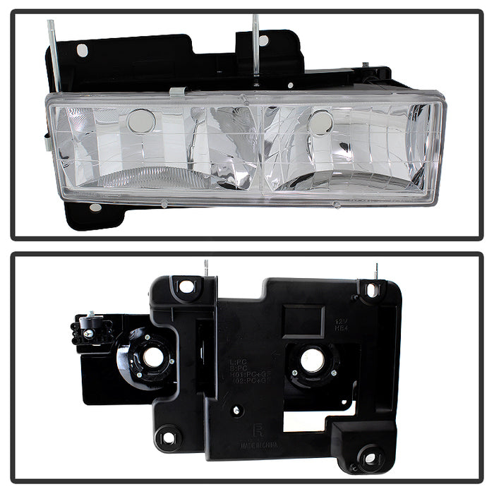 SPYDER Xtune GMC Yukon 94-99 Headlights w/ Corner & Parking Lights 8pcs Sets -Chrome HD-JH-GCK94-AM-C-SET 9034435