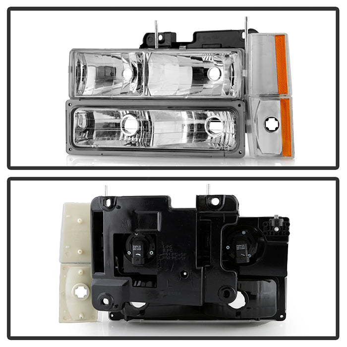 SPYDER Xtune GMC Yukon 92-93 Crystal Headlights w/ Corner & Bumper Chrome HD-JH-GMCCK88-AM-C-SET 5077424