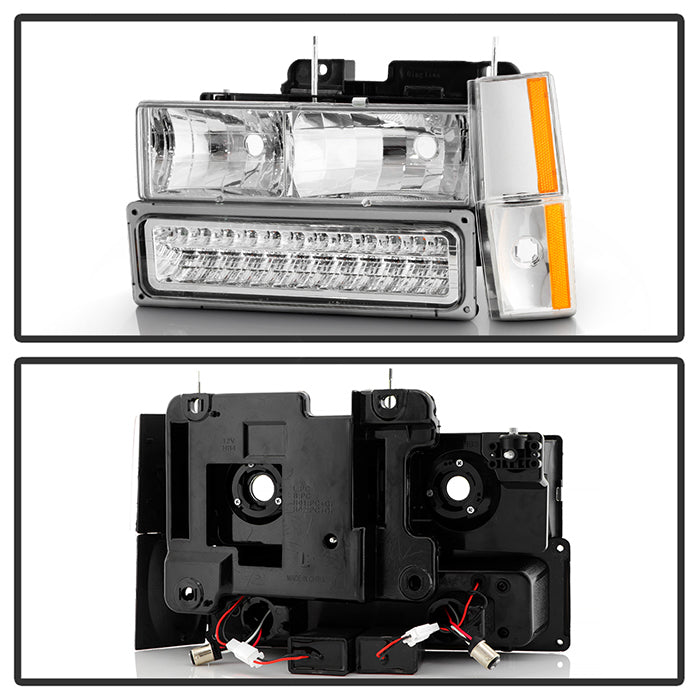 FR SPORT SPYDER Xtune GMC Yukon 92-93 Crystal Headlights w/ Corner & LED Bumper Chrome...