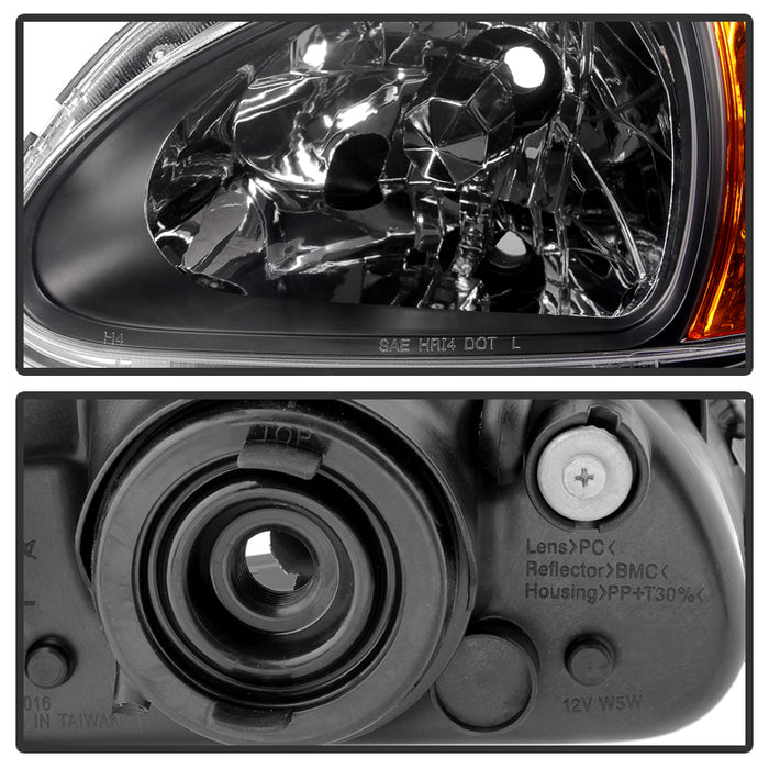 SPYDER Xtune Honda Del Sol 93-97 1Pc Amber Crystal Headlights Black HD-ON-HDEL93-1P-AM-BK 5013408