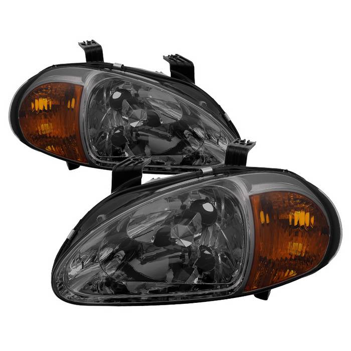 FR SPORT SPYDER Xtune Honda Del Sol 93-97 1Pc Amber Crystal Headlights Smoke...