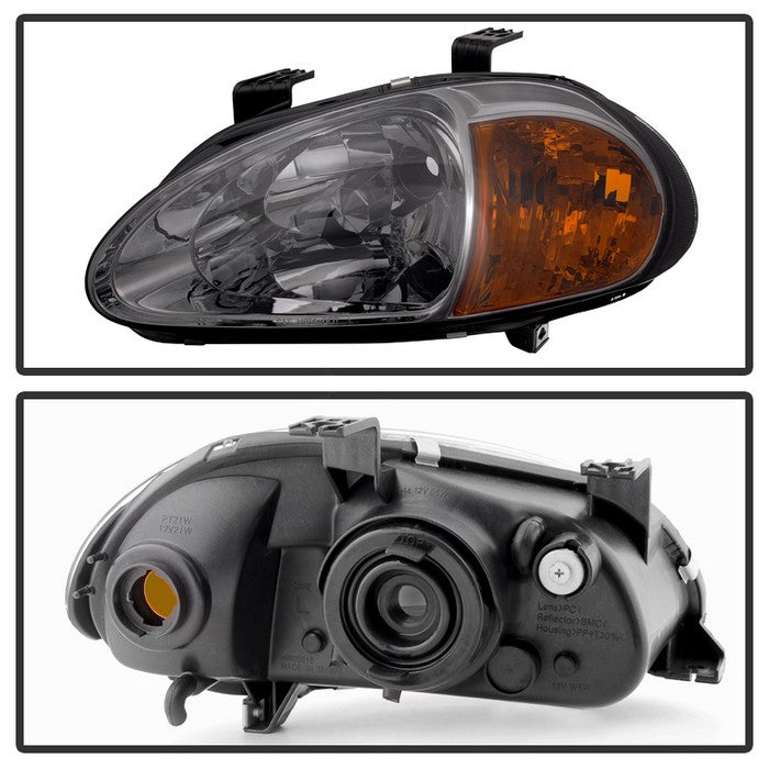 FR SPORT SPYDER Xtune Honda Del Sol 93-97 1Pc Amber Crystal Headlights Smoke...