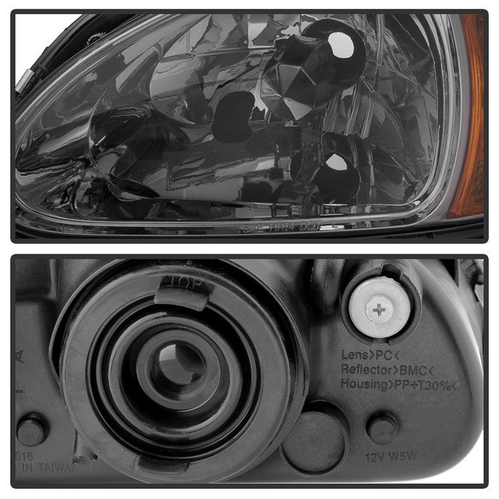 FR SPORT SPYDER Xtune Honda Del Sol 93-97 1Pc Amber Crystal Headlights Smoke...