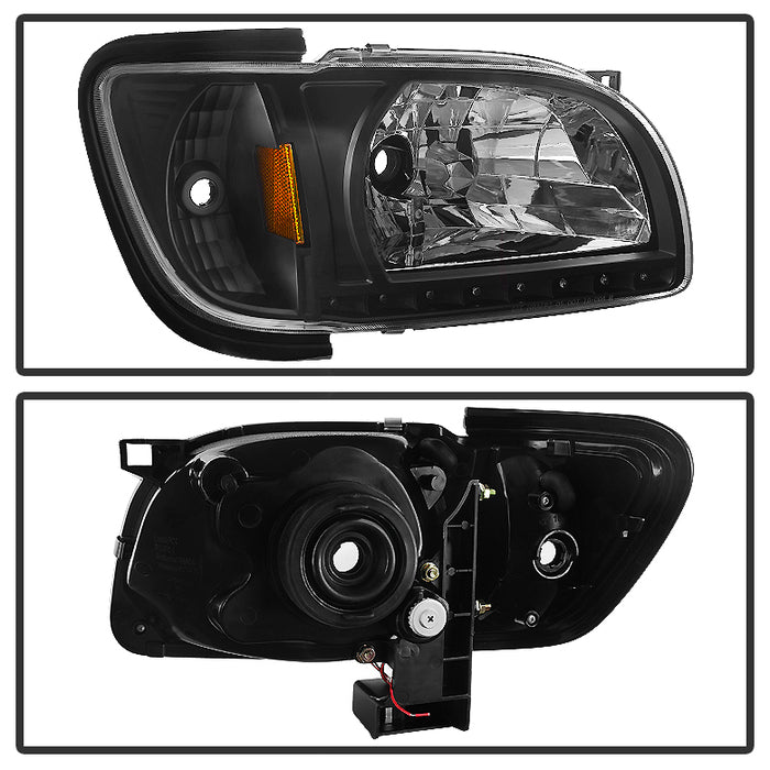 FR SPORT SPYDER Xtune Toyota Tacoma 01-04 1 Piece w/ Black Trim Crystal Headlights Black...