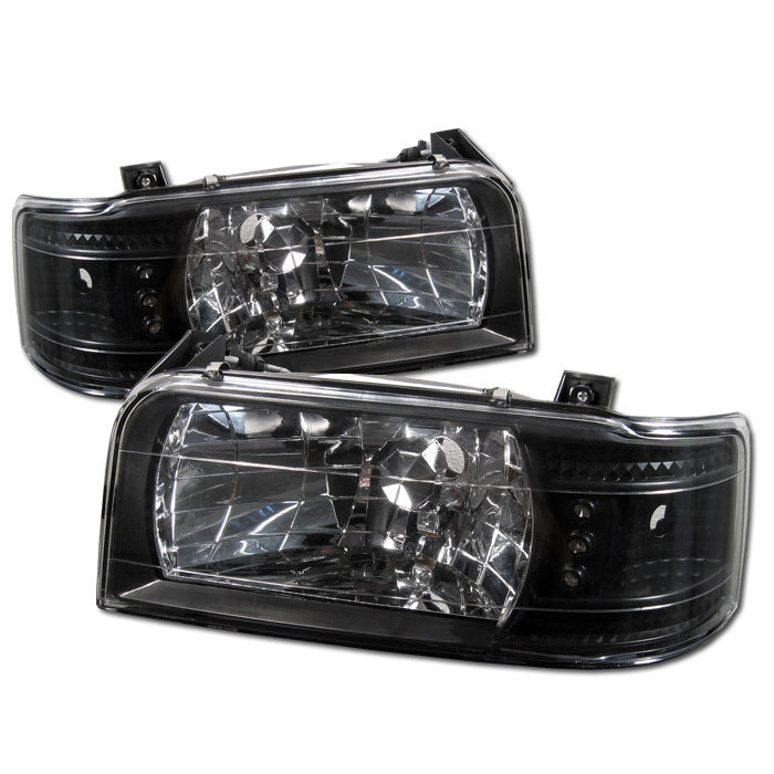FR SPORT Spyder Ford F150 92-96/Ford Bronco 92-96 1PC LED ( LEDs)Crystal Headlights Blk...