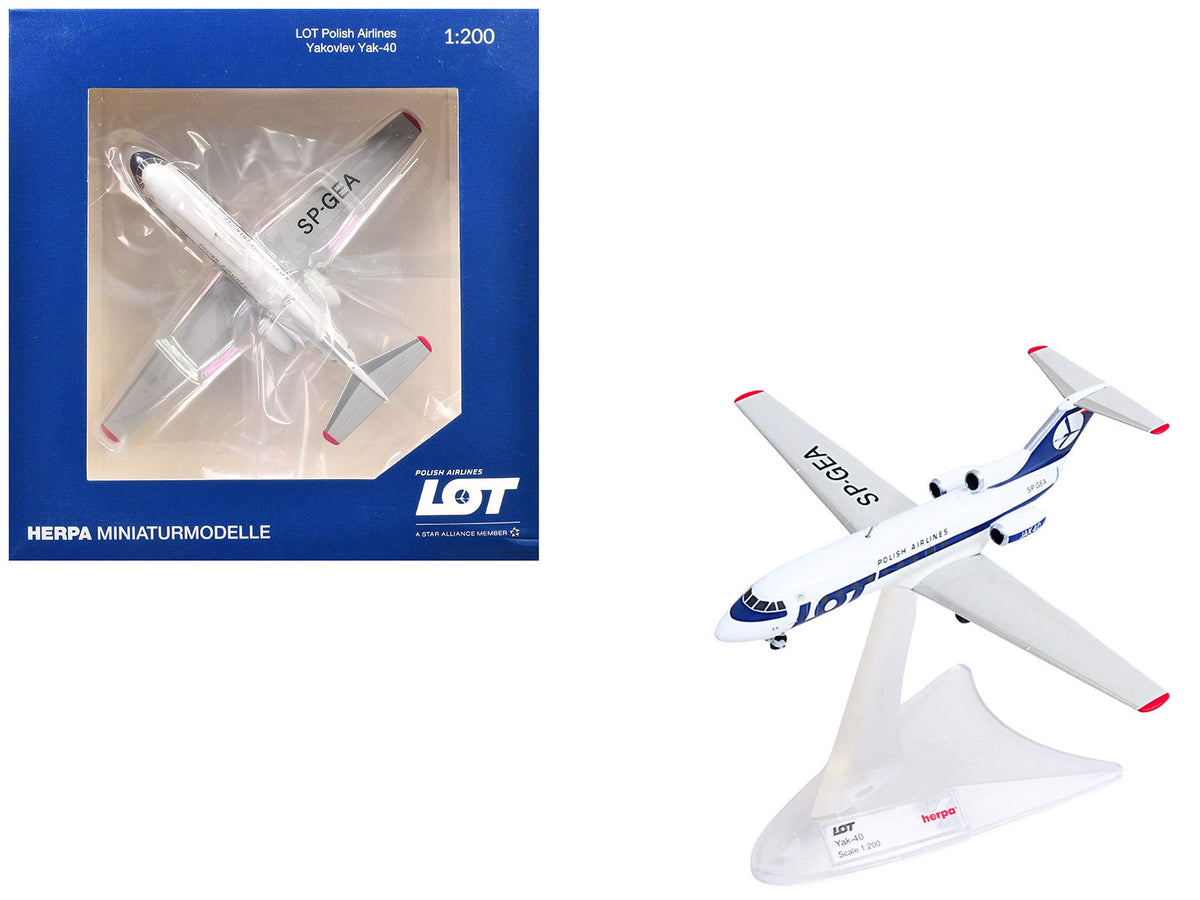 Rapid Vehicles Yakovlev Yak-40 Commercial Aircraft "LOT Polish Airlines" (SP-GEA) White with Blue...