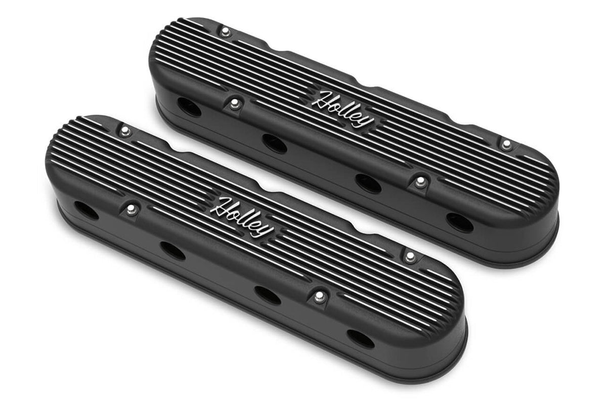 2-Piece Cast Alm GM LS Valve Cover Set - Black - 241172