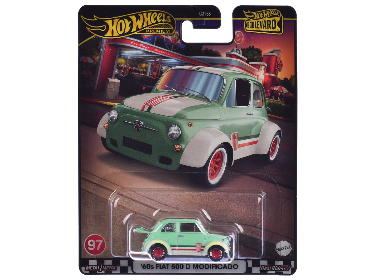 Rapid Vehicles 1960's Fiat 500 D Modificado Light Green with Stripes "Boulevard" Series Diecast...