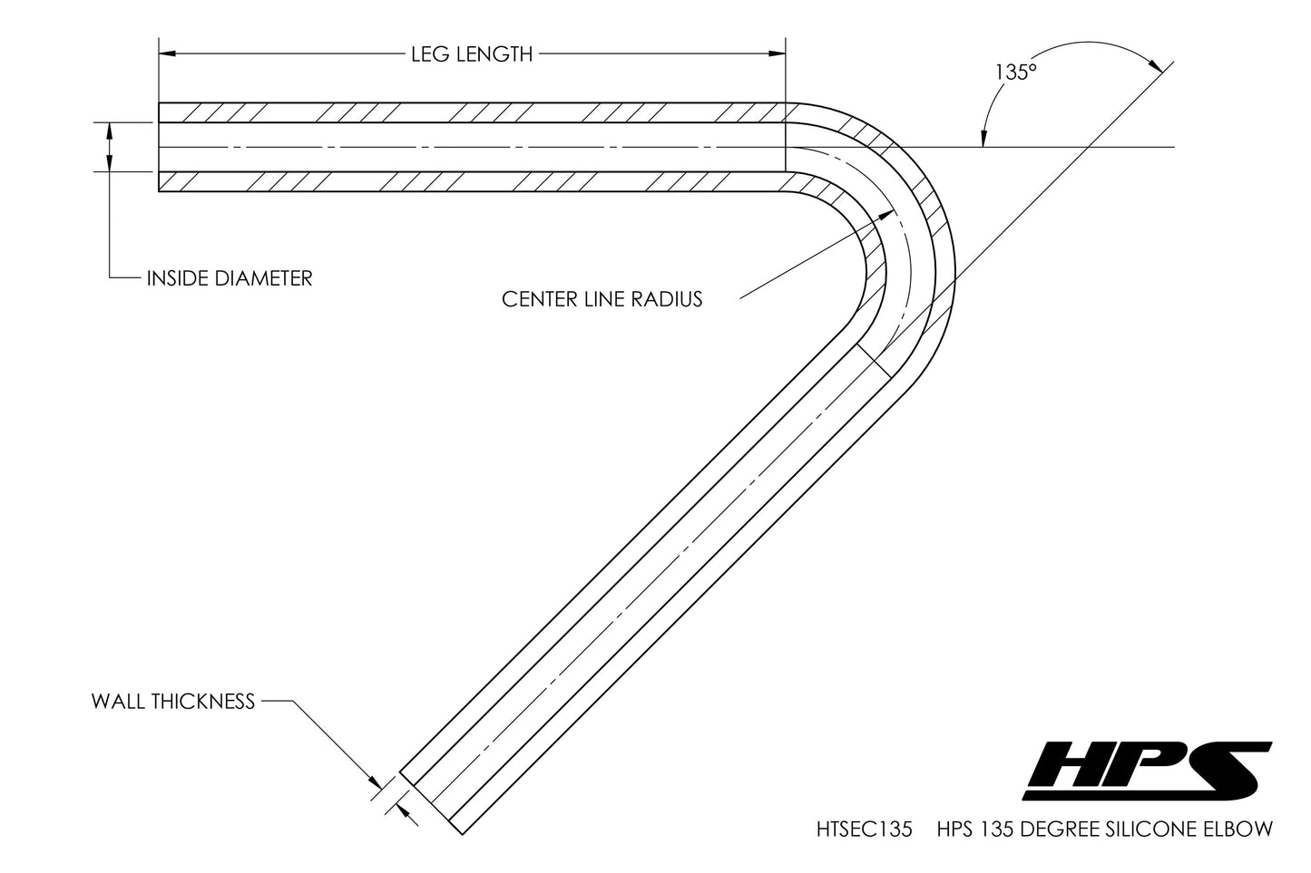 HPS Performance Products HPS 1/4" Silicone 135 Degree Elbow Coupler Hose, High Temp 4-ply Reinforced (6.5mm ID)