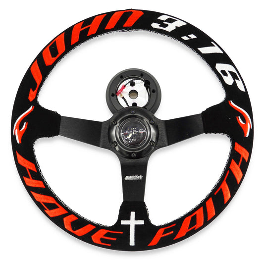 Bull Boost Performance Have Faith Suede Steering Wheel + Short Hub Adapter Kit For Honda Acura...