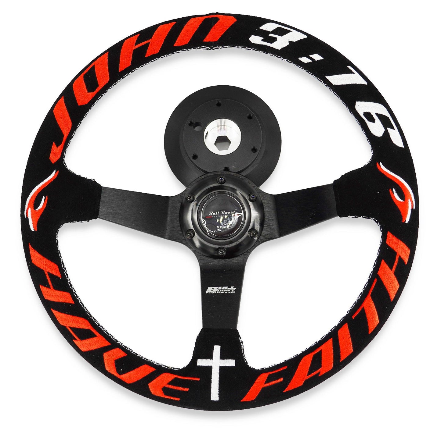 Have Faith Deep Dish 350mm Steering Wheel + Short Hub Adapter Kit For Mustang Focus Fiesta Mazda