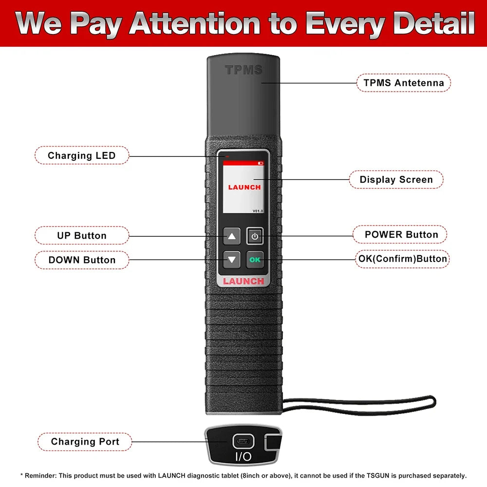 LAUNCH X431 I-TPMS TPMS Tire Pressure Diagnostic Tools Active/ Relearn/Program 315Mhz 433Mhz RF-Sensor for X431 V/V+/PRO3S/PAD V