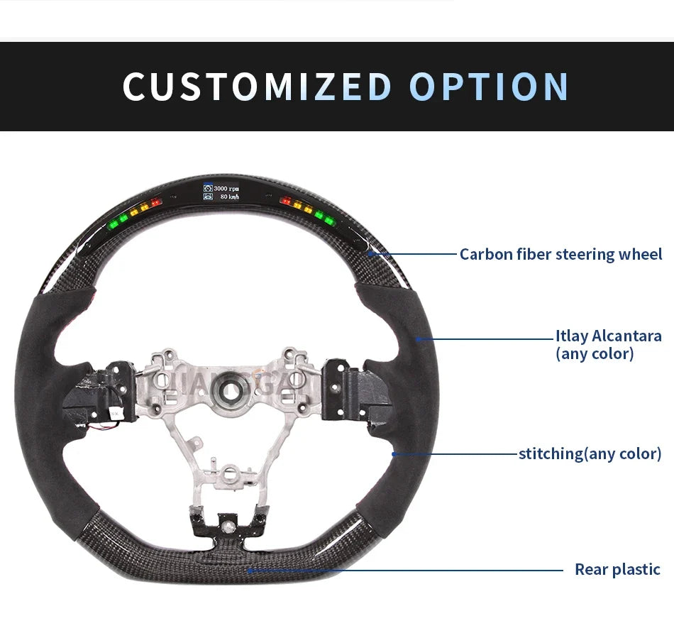 Rapid Vehicles Carbon Fiber LED Steering Wheel Fit For Subaru stt/sti/ wrx 86 brz 2015-2021 Itlay...
