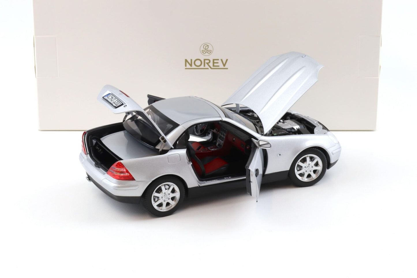 Norev 1996 Mercedes-Benz SLK R170 Convertible Brilliant Silver Metallic 1:18