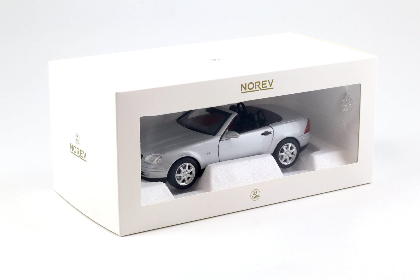 Norev 1996 Mercedes-Benz SLK R170 Convertible Brilliant Silver Metallic 1:18