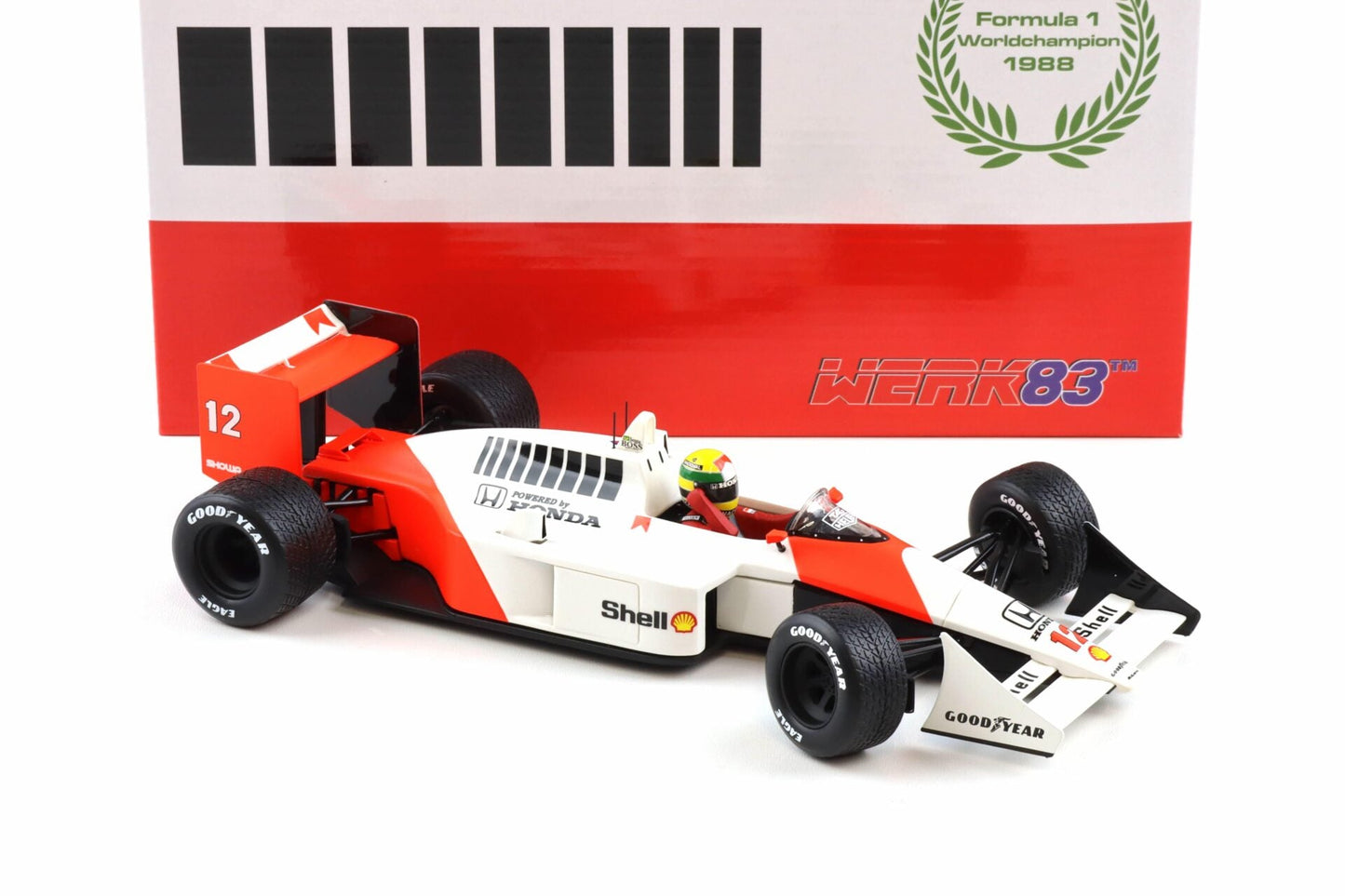 Werk83 Mclaren Honda MP4/4 #12 A. Senna Winner British GP 1988 1:18