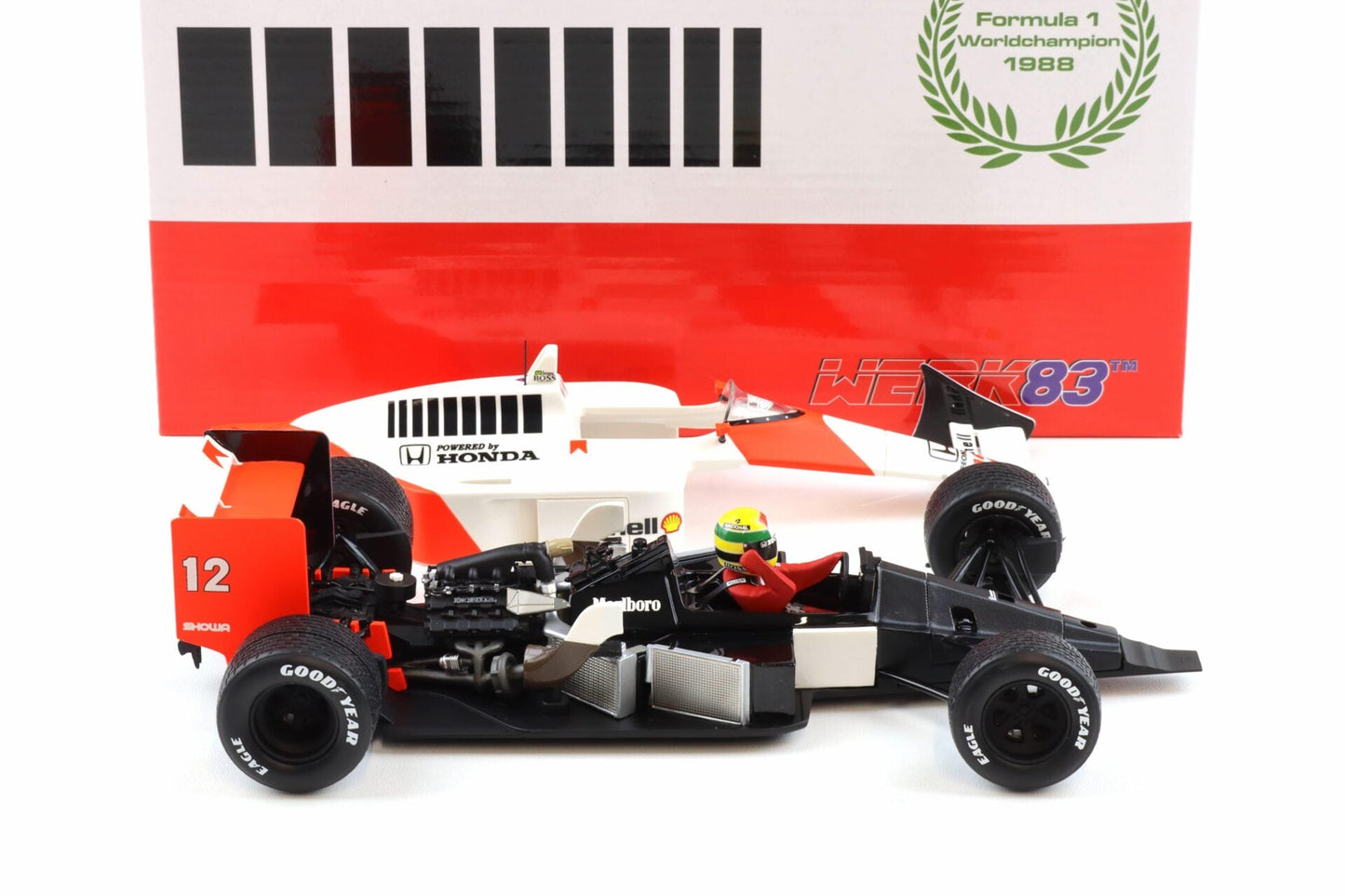 Werk83 Mclaren Honda MP4/4 #12 A. Senna Winner British GP 1988 1:18