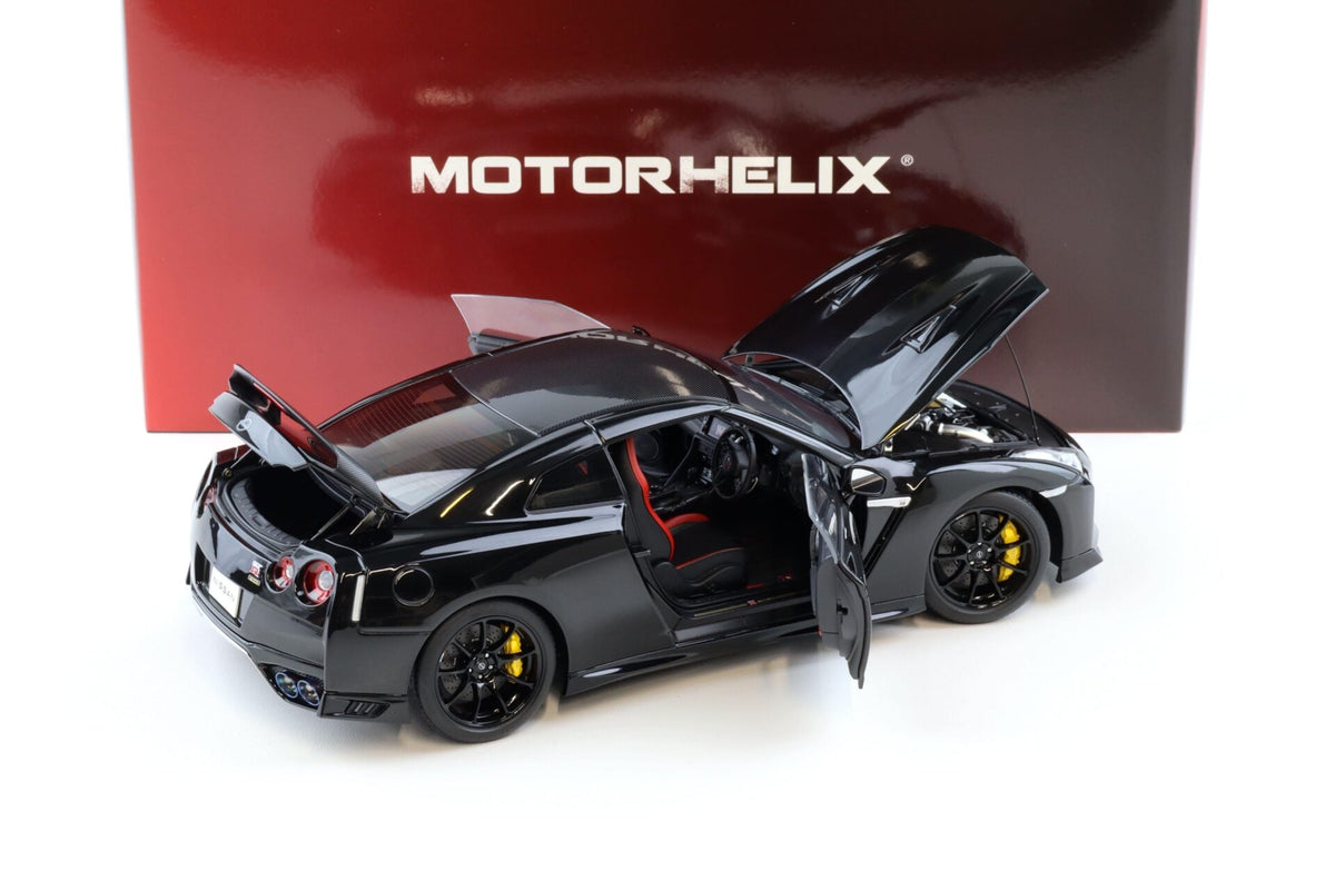 STM Diecast Motorhelix 2022 Nissan Skyline GT-R R35 Nismo Track Edition T-Spec Meteor Flake Black...