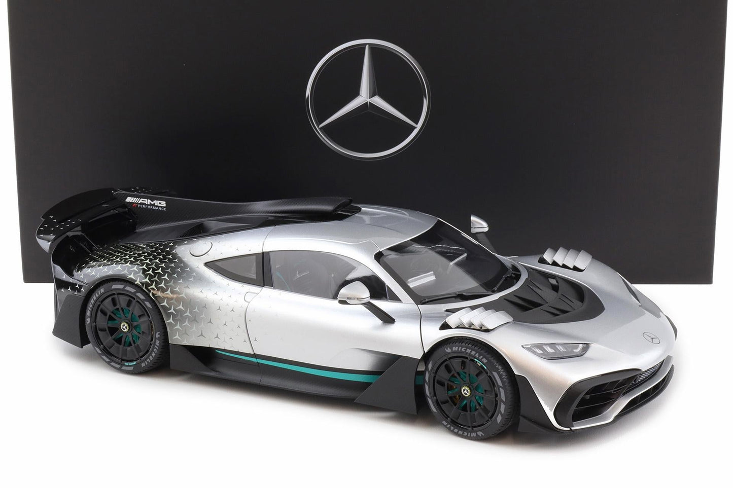 NZG 2023 Mercedes Benz One AMG (C298) Hightech Silver 1:12 DEALER EDITION