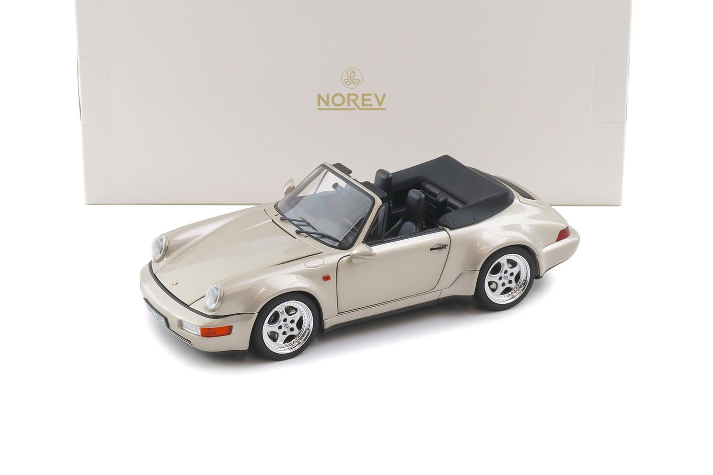 Norev 1992 Porsche 911 964 Carrera Turbo Look Cabriolet Zermatt Silver Metallic 1:18