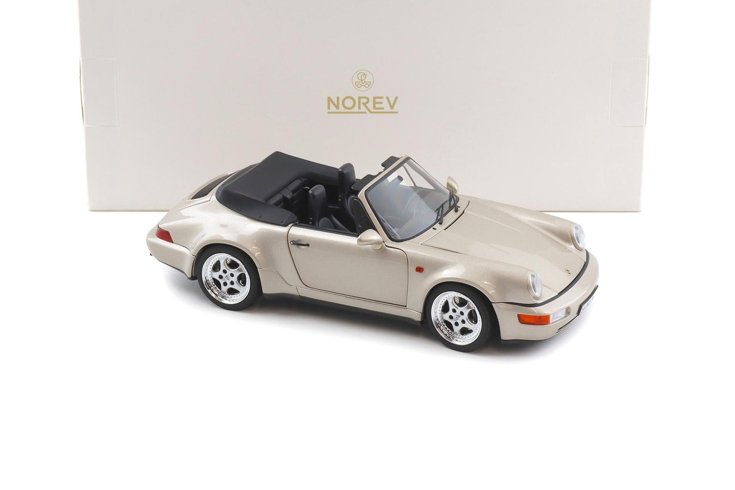 Norev 1992 Porsche 911 964 Carrera Turbo Look Cabriolet Zermatt Silver Metallic 1:18