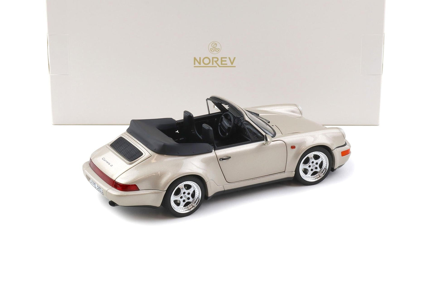 Norev 1992 Porsche 911 964 Carrera Turbo Look Cabriolet Zermatt Silver Metallic 1:18