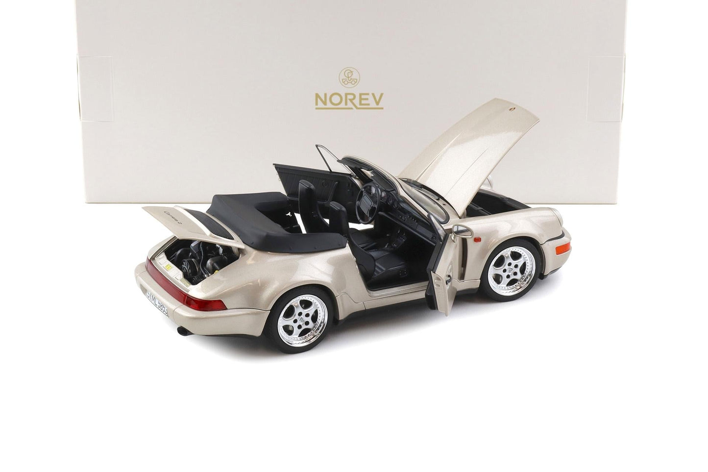Norev 1992 Porsche 911 964 Carrera Turbo Look Cabriolet Zermatt Silver Metallic 1:18