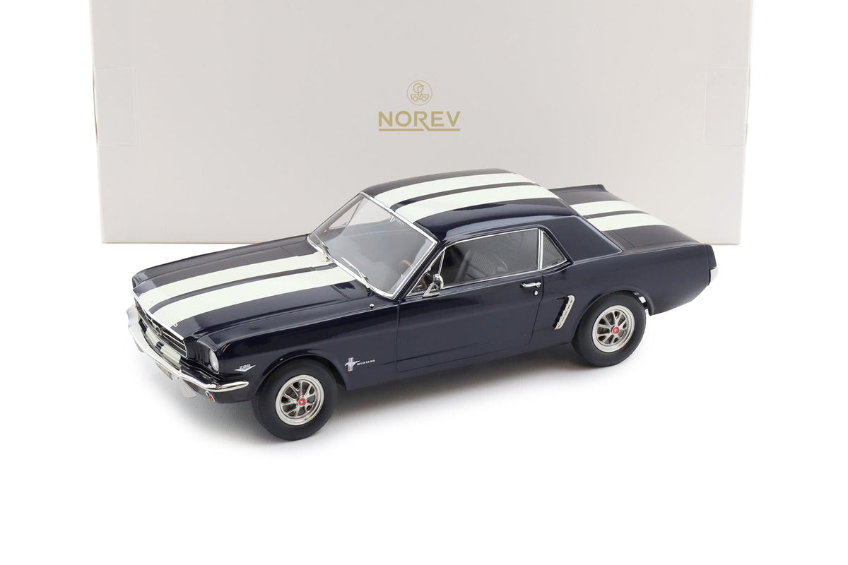 STM Diecast Norev 1965 Ford Mustang Hardtop Coupe Nightmist Blue Metallic 1:18