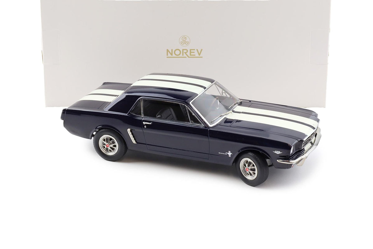 STM Diecast Norev 1965 Ford Mustang Hardtop Coupe Nightmist Blue Metallic 1:18 - View 2