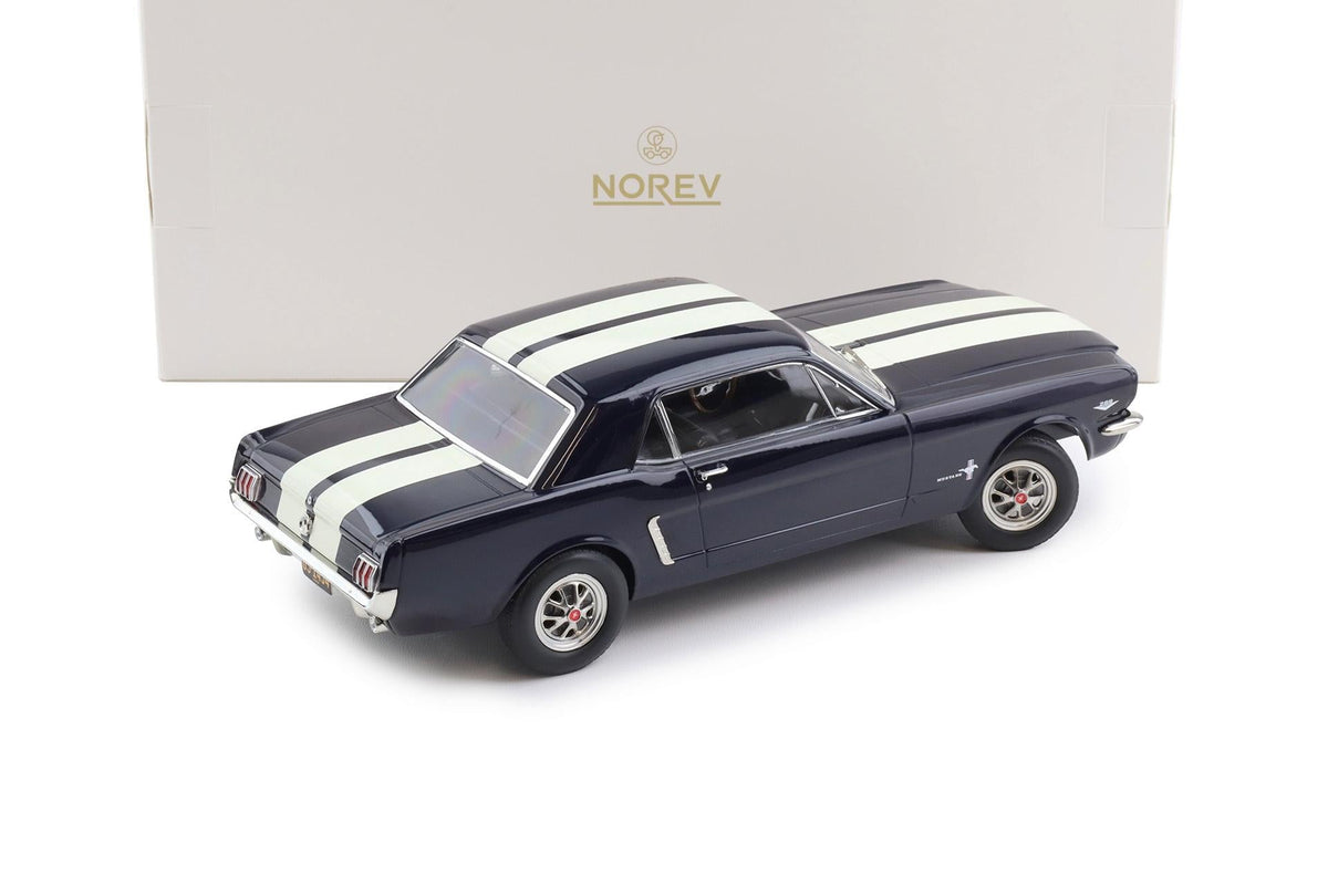 STM Diecast Norev 1965 Ford Mustang Hardtop Coupe Nightmist Blue Metallic 1:18 - View 3