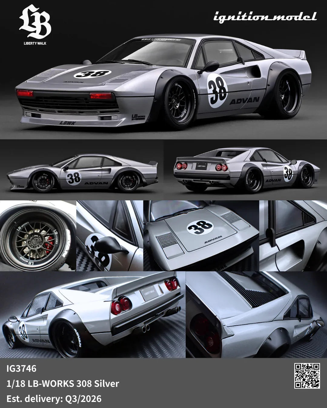 Ignition-Model Ferrari 308 LBWK LB-Works #38 Silver 1:18