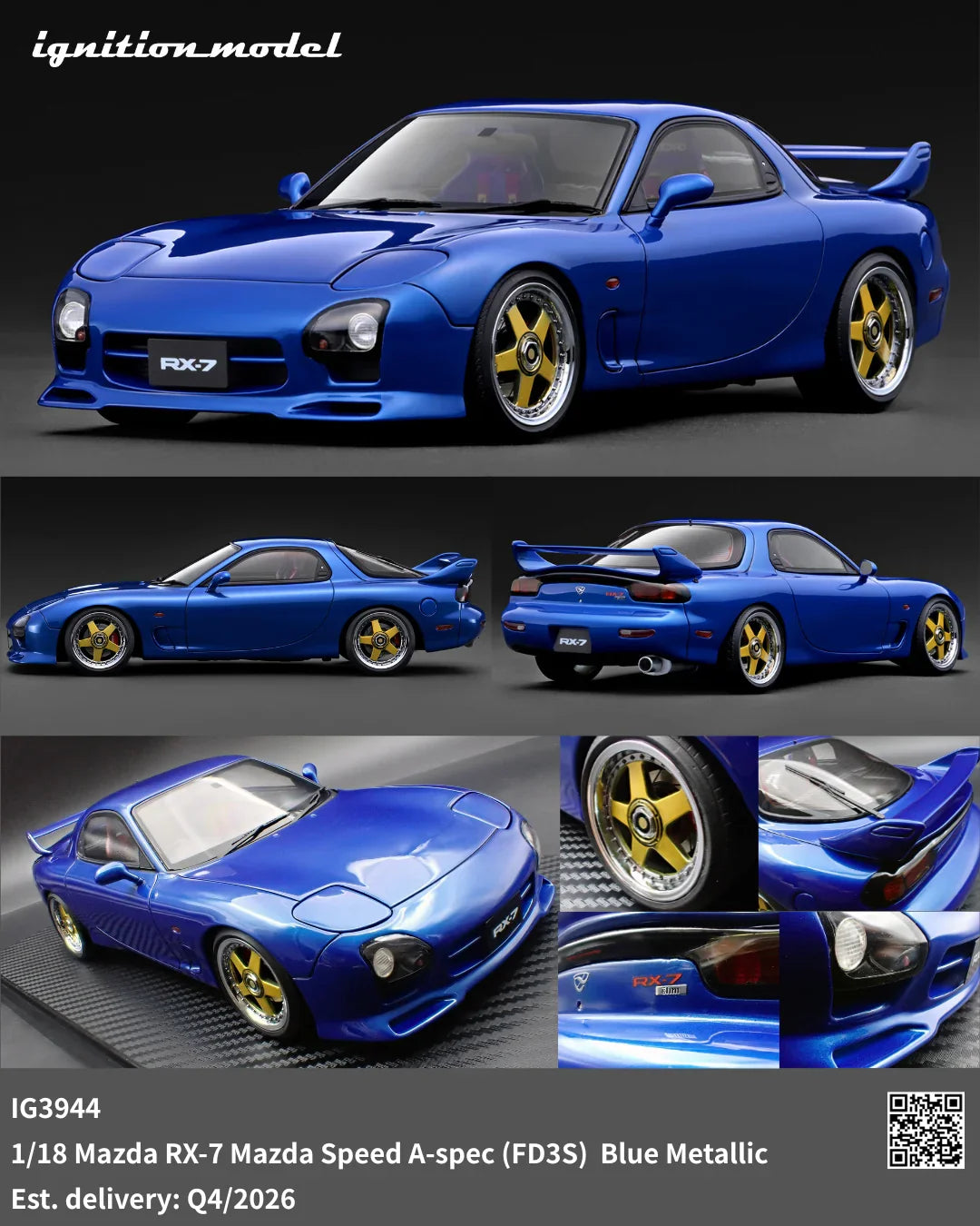 Ignition-Model Mazda RX-7 (FD3S) MazdaSpeed A-Spec Blue Metallic 1:18