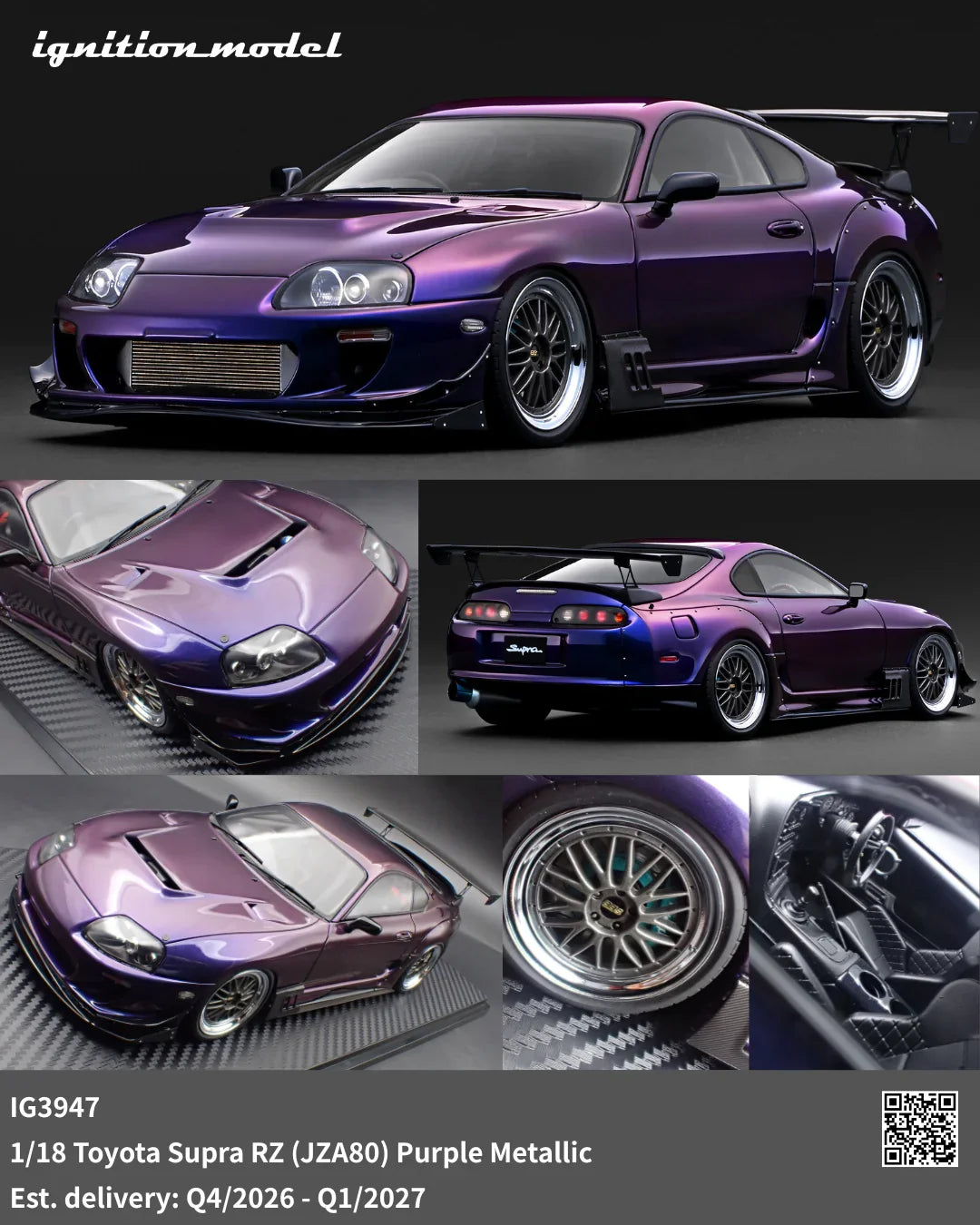 STM Diecast Ignition-Model Toyota Supra RZ Mk4 (A80) Purple Metallic 1:18 - View 3