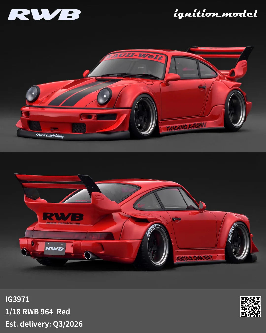 Ignition-Model Porsche 911 964 RWB "Taikano Kaishin" Red 1:18