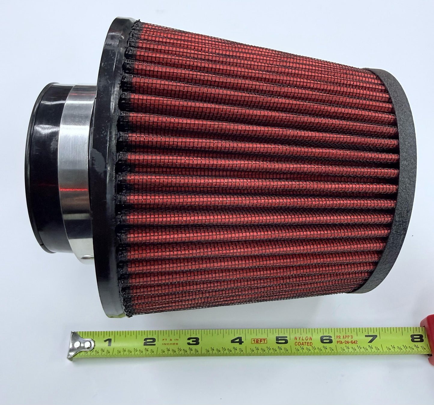 SPDZ1 High-Flow Performance Intake Filter – 3" Inlet, Pre-Oiled, Black Wrinkle w/ Red Media (Universal)