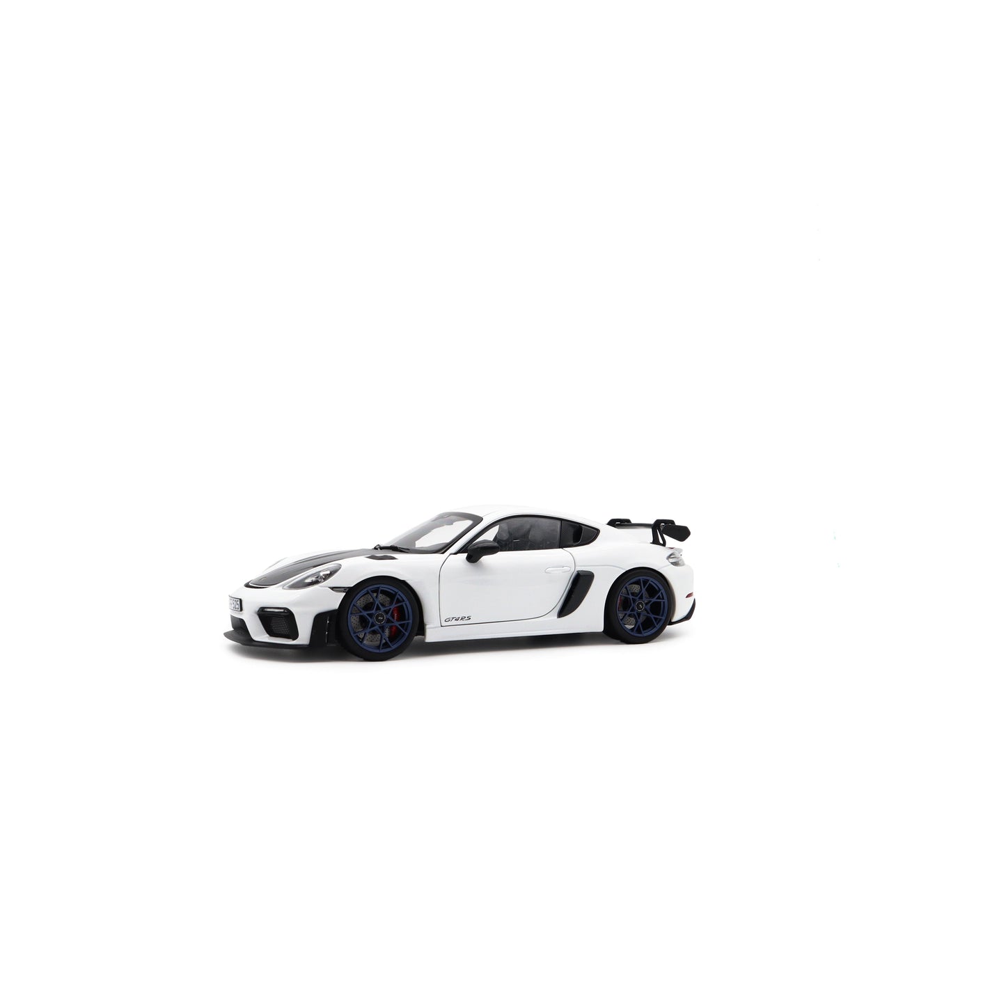 Norev 2023 Porsche 718 Cayman GT4 RS w/ Weissach Package White w/ Blue Wheels 1:18