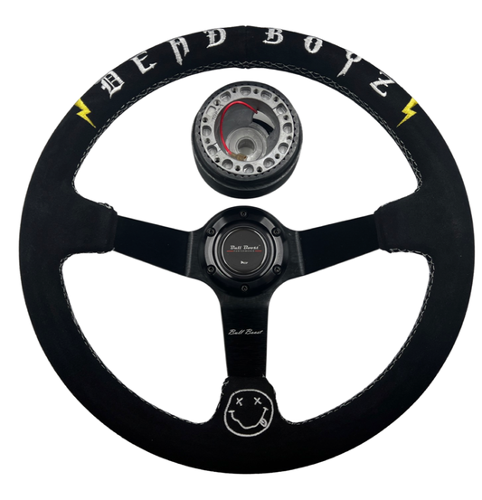 Bull Boost Performance Deadboyz Suede Steering Wheel + Hub Adapter Kit For Toyota Corolla, Hilux...